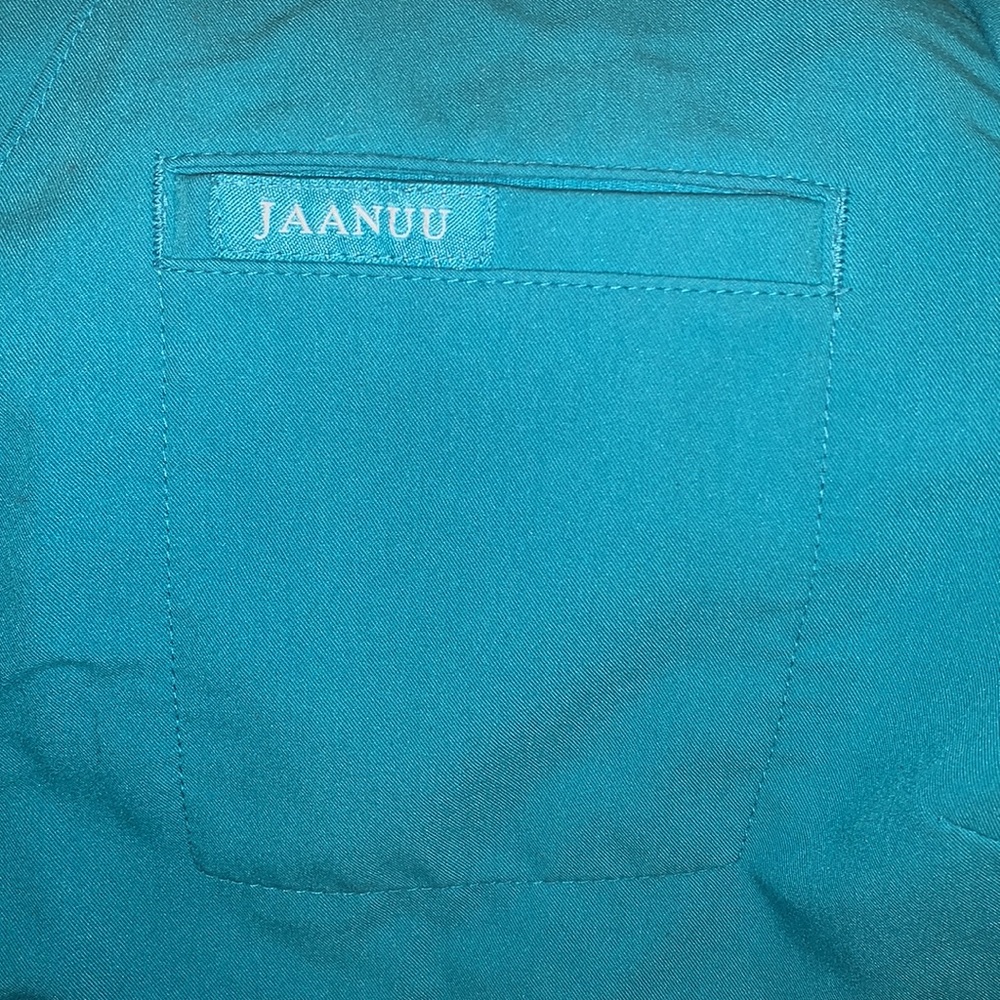 Jaanuu teal turquoise athletic yoga pants scrubs set with top 2 pieces